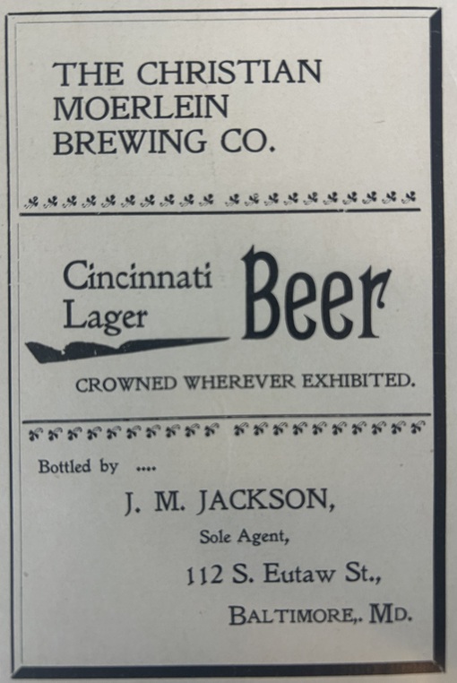 Moerlein, Christian Brewing Company Baltimore Branch
