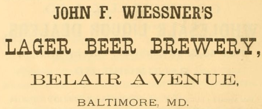 Wiessner, J. F. & Sons Lager Beer Brewery